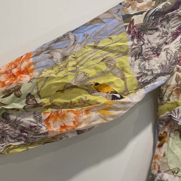 Banana Republic Ramie Twist Dress in Patchwork Blue small petite s p long sleeve - Picture 8 of 11